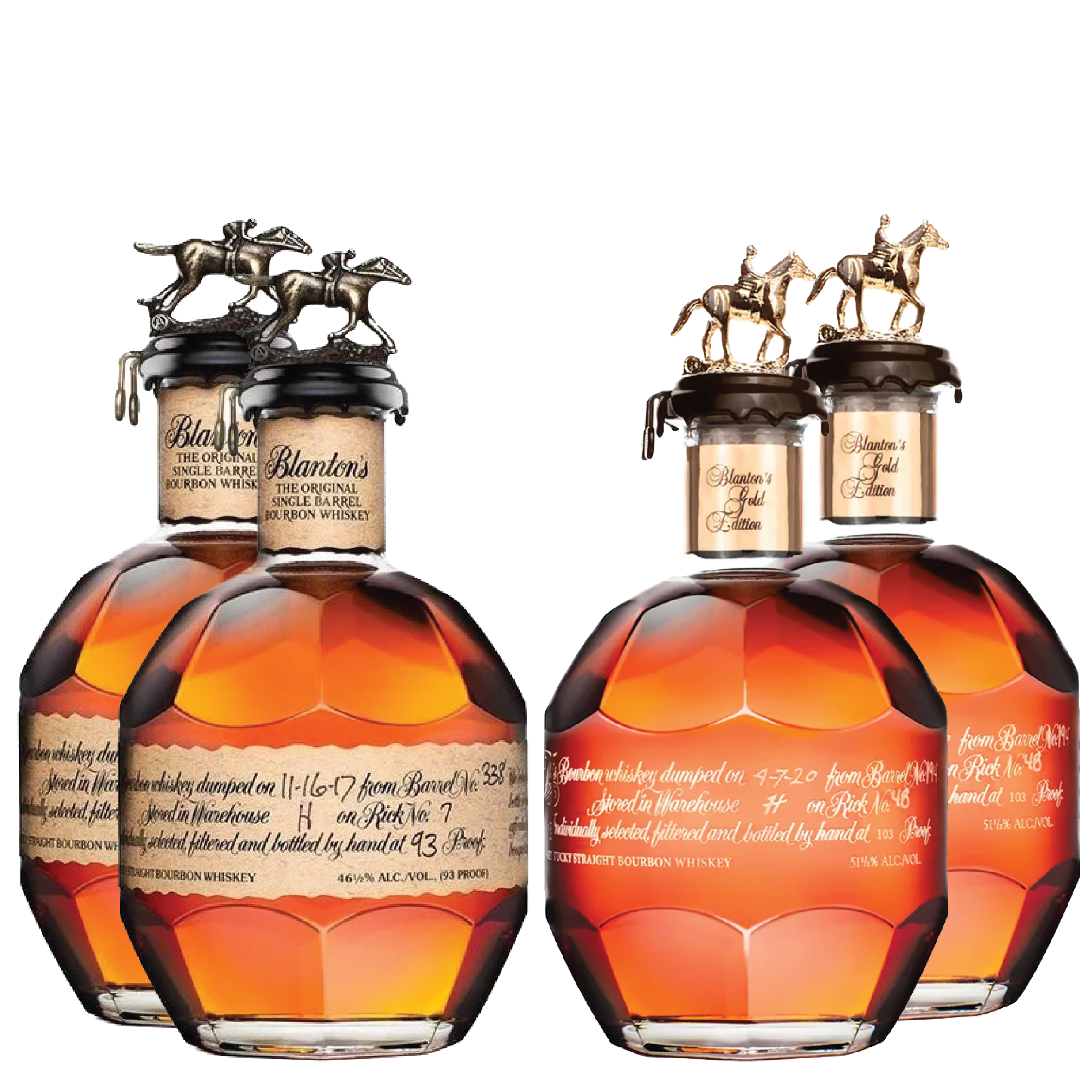 2 Blanton's Single Barrel & 2 Blanton’s Gold Edition