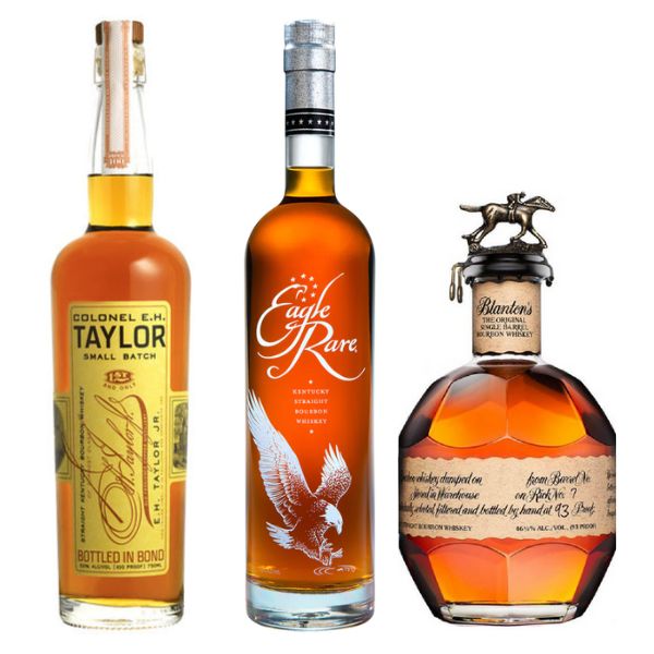 Blanton's Single Barrel, Colonel E.H Taylor Small Batch and Eagle Rare Bourbon Bundle - Liquor Bar Delivery