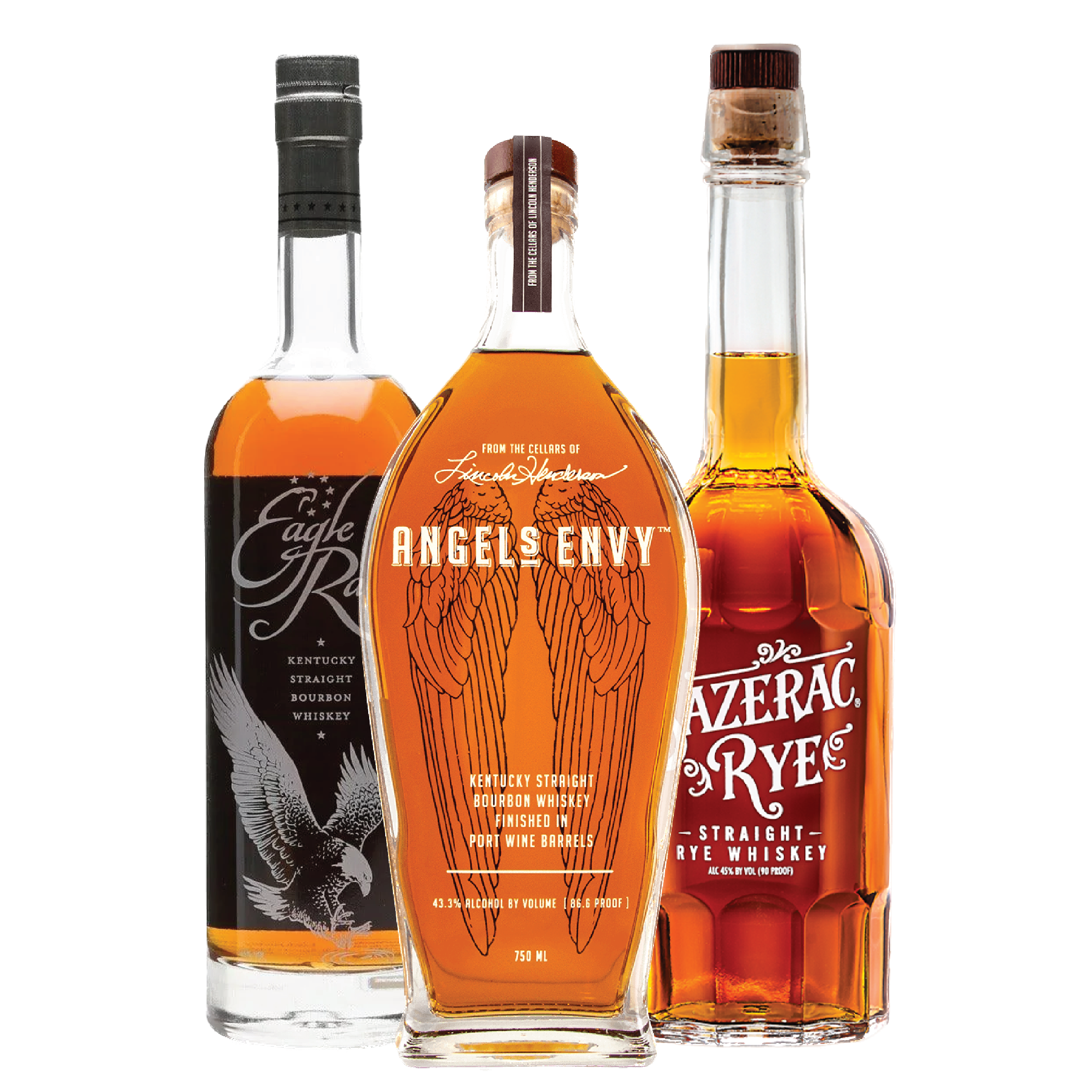 Eagle Rare and Angel's Envy Bourbon, Sazerac Rye Whiskey Package - Liquor Bar Delivery