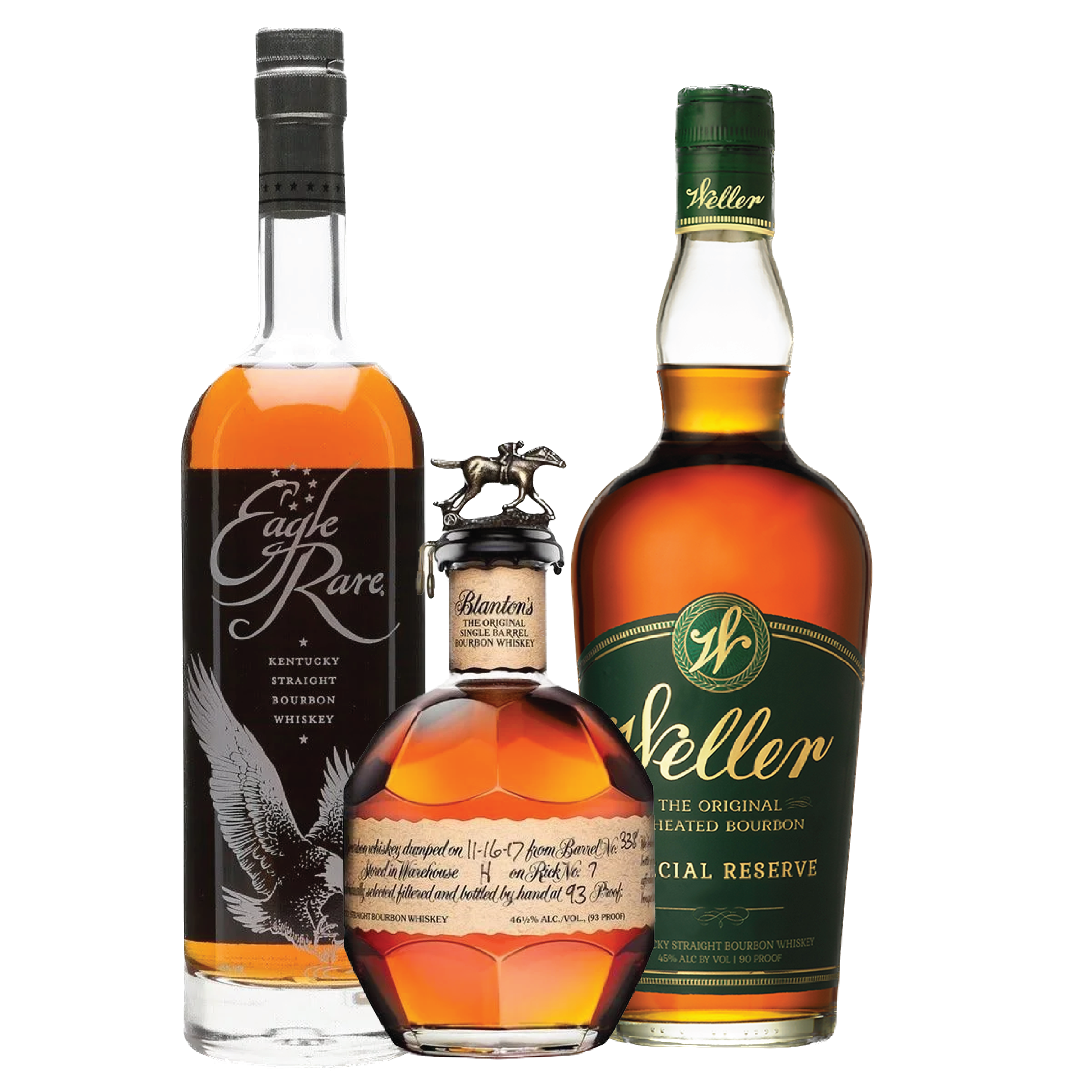 Eagle Rare, Blanton's Single Barrel and Weller Special Reserve Bundle - Liquor Bar Delivery