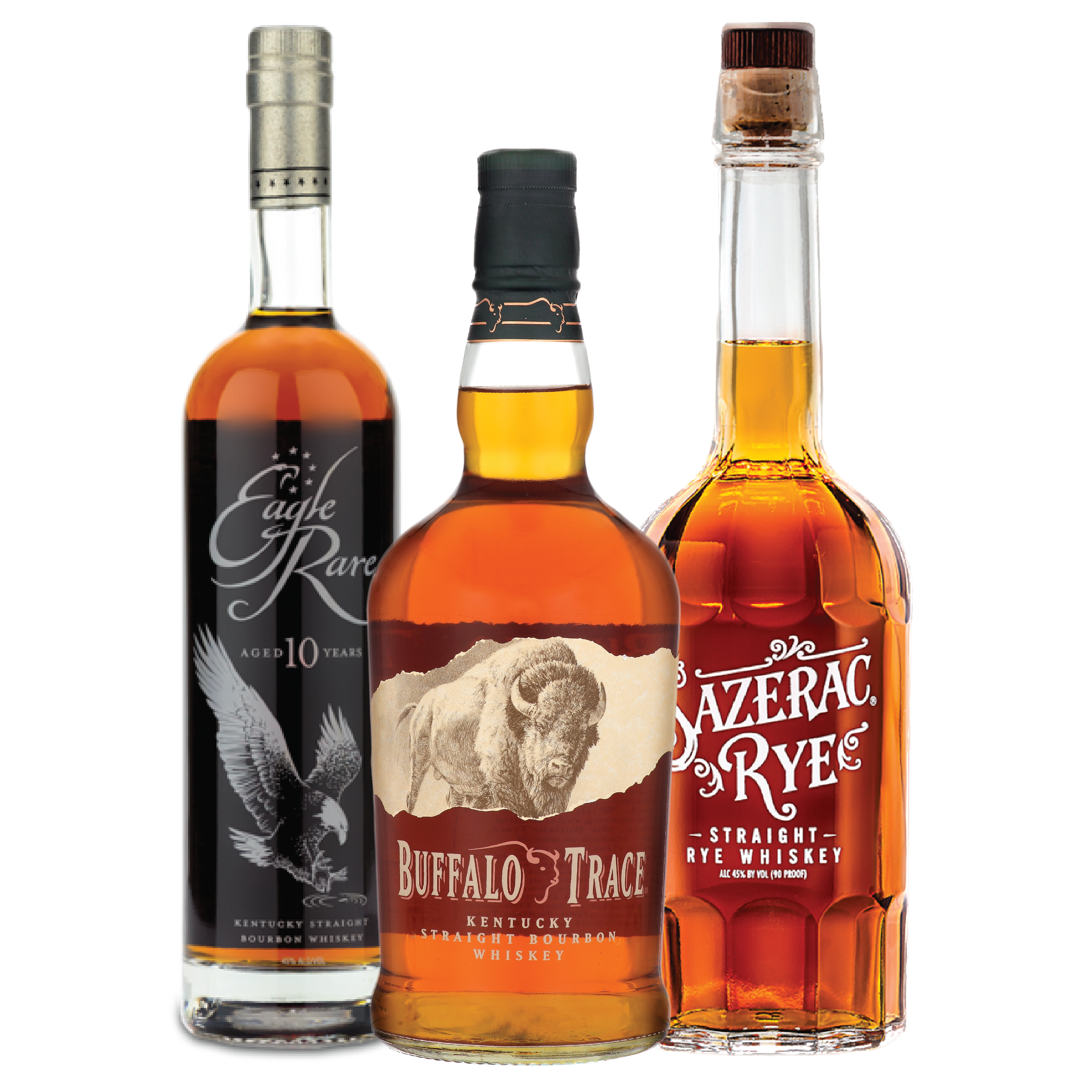 Eagle Rare 10 Year, Buffalo Trace Bourbon and Sazerac Rye Bundle - Liquor Bar Delivery