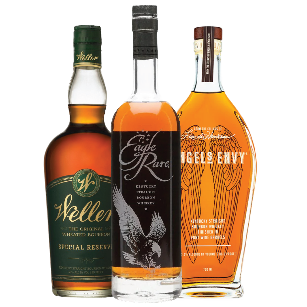 Weller Special Reserve, Eagle Rare & Angel's Envy Bourbon Package