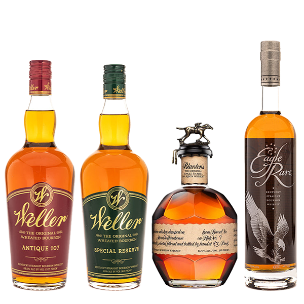 Blanton's Single Barrel, Weller Special Reserve, Weller Antique 107, and Eagle rare - Liquor Bar Delivery