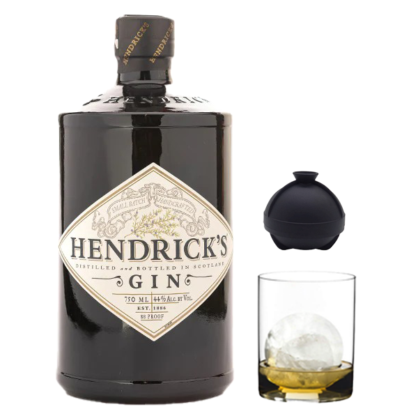 Hendrick's Gin, Tumbler, Sphere Ice Ball Mold - Liquor Bar Delivery