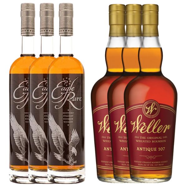3 Eagle Rare and 3 W.L. Weller Antique 107 Bourbon Bundle - Liquor Bar Delivery