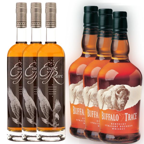 3 Eagle Rare and 3 Buffalo Trace Kentucky Straight Bourbon Whiskey - Liquor Bar Delivery