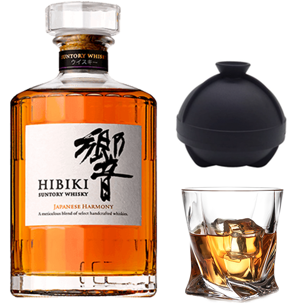 Hibiki Suntory, Whiskey Glass & Sphere Ice Ball Mold Bundle - Liquor Bar Delivery