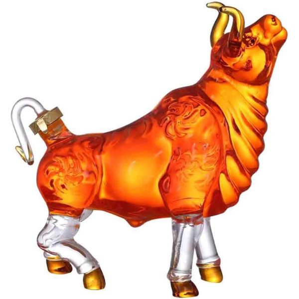 Glass Ox Bull Cow Wine Decanter Whiskey Bourbon Scotch Bar Decor 1L - Liquor Bar Delivery