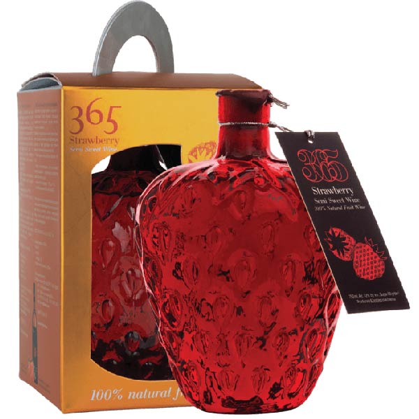 365 Strawberry Semi-Sweet Wine Souvenir Gift Box - 750ml - Liquor Bar Delivery